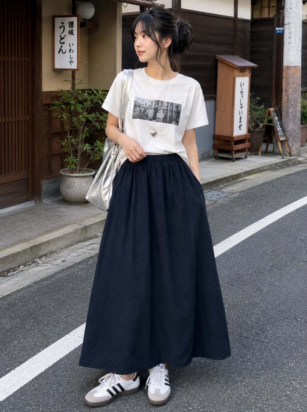 Silently Maxi Skirt Women's S Retro Japanese Style Quilted Padded A Line Linen